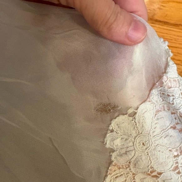 Vintage 1970s Prairie Wedding Dress – Lace, Sheer Sleeves & Pink Ribbon - Picture 6 of 6